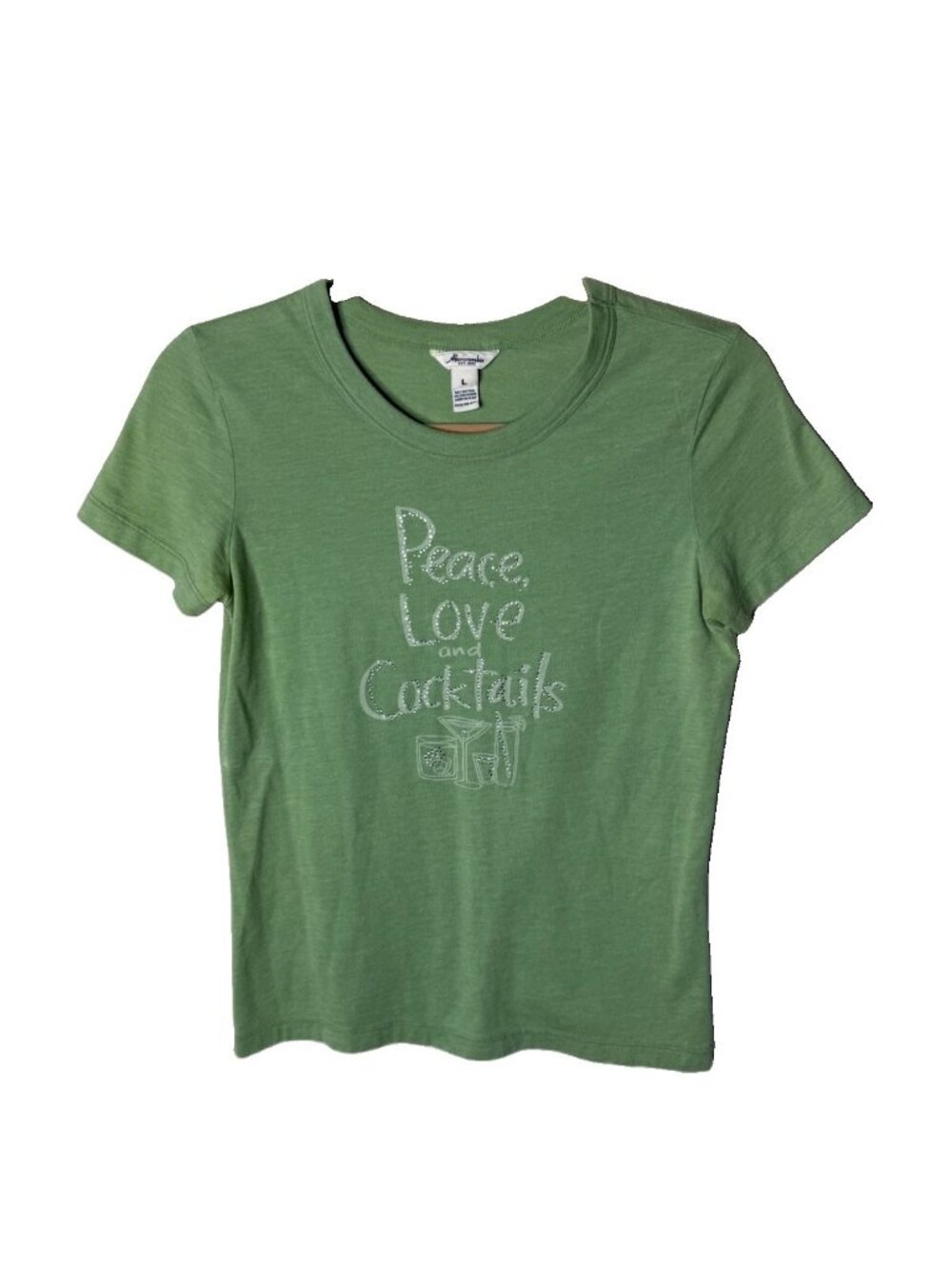 Vintage Y2K Abercrombie & Fitch Baby Tee Shirt Top Peace Love Cocktails